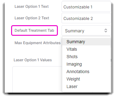 default treatment tab