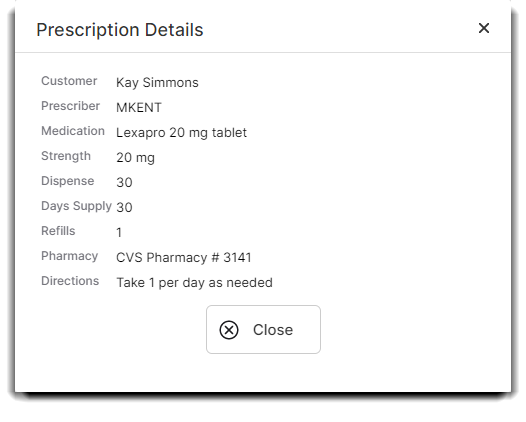 prescription details
