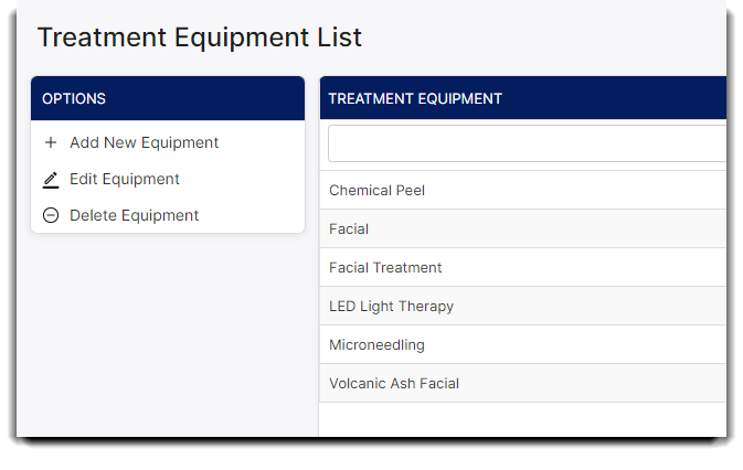 treatment equipment lsit