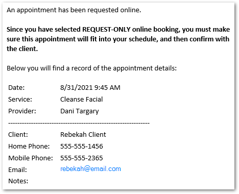 appointment request email