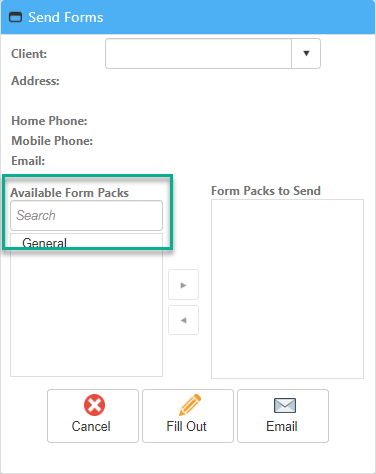 search box on send forms screen-1