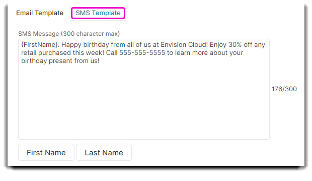 automated marketing sms template