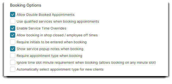 booking options