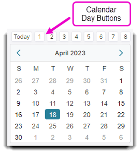 calendar day buttons