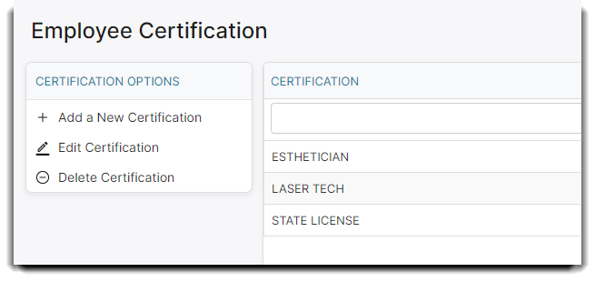 certification list