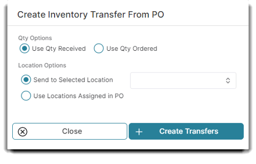 create inventory transfer