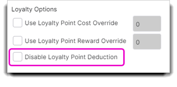 disable loyalty points