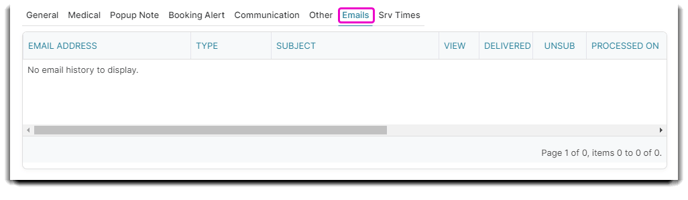 email tab on client