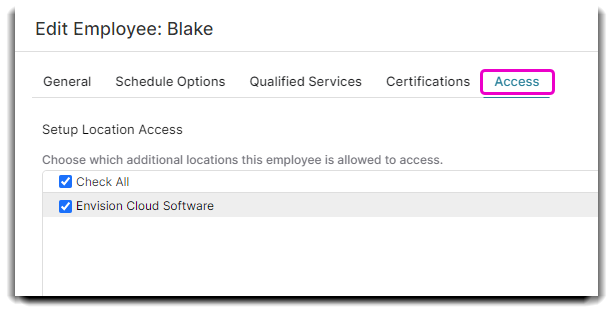 employee access tab