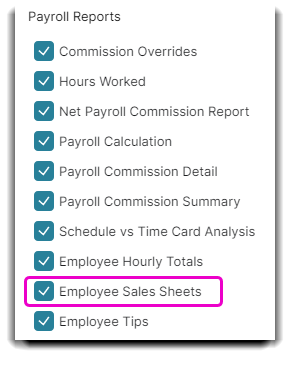 employee sales sheets