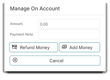 manage on account popup