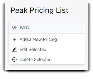 peak pricing options