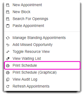 print schedule from schedule