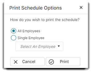 print schedule options