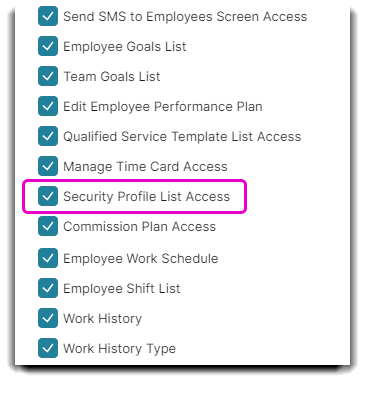 security profile access