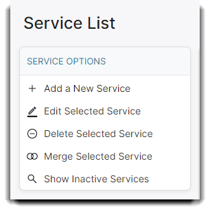 service list options