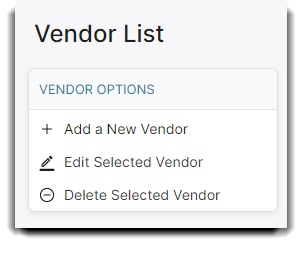 vendor list options