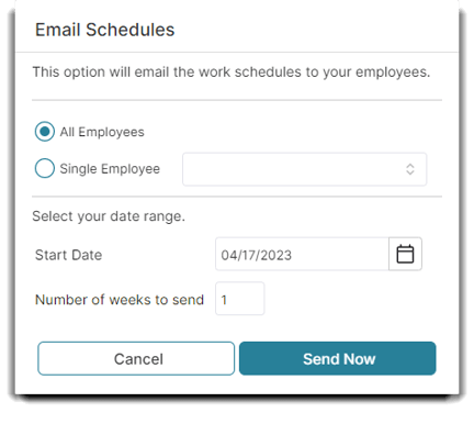 work schedules email
